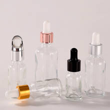 Botella cuentagotas de vidrio transparente, contenedor vacío de embalaje de cosméticos, pipeta líquida de aromaterapia, botellas de aceite esencial de viaje, 5-100ml 2024 - compra barato