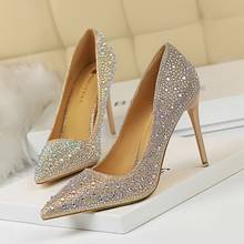 Glitter Heels Evening Shoes Women Pumps Pointed Extreme High Heels Stiletto Crystal Shoes Rhinestone Heels Wedding Shoes Bride 2024 - buy cheap