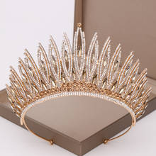 Diverse Gold Champagne Crystal Bride Tiara Crowns Baroque Sparkling Pearl Queen Wedding Crown Headpiece Wedding Hair Accessories 2024 - buy cheap