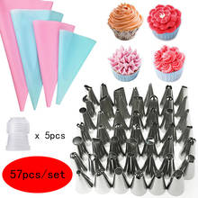 57pcs 48xIcing Piping Nozzles+5xConverter+4xSilicone Pastry Bags Cream Piping Tips Icing Piping Nozzles For Decorating Cakes 2024 - buy cheap