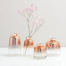 Vaso de vidro nórdico, vaso de flores secas com gradiente dourado criativo, enfeites para mesa, decoração de casa divertido, presentes e decoração de plantas 2024 - compre barato