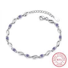 Pulsera de plata de ley 925 para mujer, brazalete de circonita de cristal, joyería femenina, regalo de San Valentín, S-B101 2024 - compra barato