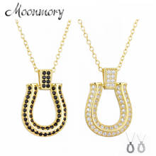 Moonmory Fine 925 Sterling Silver Horseshoe U Shape Pendant Necklace For Women Gold Color Adjustable Chain U Shape Necklace 2024 - buy cheap