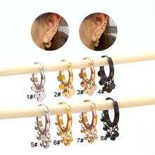 1Pc Disc Ball Tassel Hoop Earrings Helix Lobe Piercing Tragus Circle Huggies Oreja Nose Ring Ear Piercing Body Jewelry Women 2024 - buy cheap