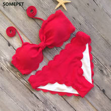 Купальник-бикини, женский сексуальный розовый черный красный кружевной купальник, купальный костюм для пляжа, комплект бикини с низкой талией 2024 - купить недорого
