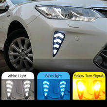 Luz LED diurna antiniebla para coche Toyota Camry, intermitente, 2 piezas, DRL, con señal dinámica amarilla, 2015, 2016 2024 - compra barato