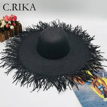 Летняя шляпа с широкими полями однотонная Солнцезащитная шляпка для женщин, модные, для улицы, защита от ультрафиолетовых лучей женская соломенная шляпа для девочек для отдыха на побережье, Панама, Пляжная Шляпа 2024 - купить недорого