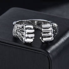 2021New Fashion Vintage Zinc Alloy Boxing Fist Ring Gothic Adjustable Men's Jewelry Gift Punk Rock Style 2024 - buy cheap