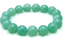 Qingmos-pulsera de jade verde claro Natural para mujer, brazalete de piedra auténtica, hilo de joyería, 10mm, bra173 elástico 2024 - compra barato