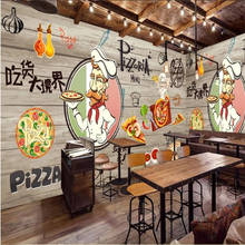 Papel De pared 3D personalizado De tienda De dibujos animados De Pizza, decoración De restaurante De comida rápida, Snack Bar, Mural Industrial, Papel tapiz De pared 3d 2024 - compra barato