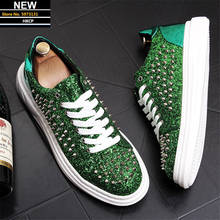 Red Green Men's Designer Sneakers Rivets Punk Hip Hop Loafers Male Casual Shoes Height Increasing Flats Zapatillas Hombre 2024 - buy cheap