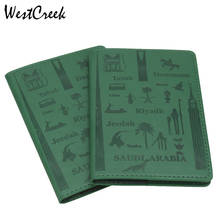 WESTCREEK Brand PU Leather Embossed Green Men Passport Holder City Pattern Women Passport Cover 2024 - buy cheap