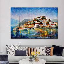 Hand Painted Sea And City Landscape Palette Knife Oil Painting On Canvas Modern Wall Art Picture For Living Room Home Decoration 2024 - buy cheap