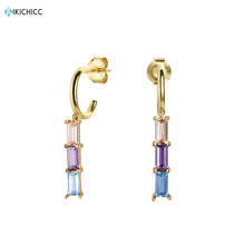 Kikichicc-pendientes de gota de Plata de Ley 925 para mujer, Piercing de tres colores, círculo redondo de circonia cúbica, joyería de cristal para mujer 2024 - compra barato