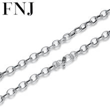 FNJ-collar de cadena de eslabones para mujer y hombre, de plata 925, 4mm, 5mm, 6mm, 45cm a 70cm, Original, fino, S925 2024 - compra barato