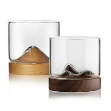 Vaso de Whisky creativo con soporte de madera, estilo japonés, Licor de Ron, cerveza, Vaso de degustación con personalidad, diseño de montaña 2024 - compra barato