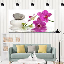 Hd imprimir moderno roxo orquídea zen spa pedra stil pintura da lona cartaz parede arte imagem para sala de estar cuadros decorativo 2024 - compre barato