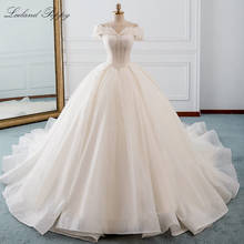 Luxury Shiny Organza Ball Gown Wedding Dresses Sleeveless Off the Shoulder Vestido de novia Bridal Gowns Cathedral Train 2024 - buy cheap