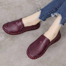 Spring Ladies Genuine Leather Handmade Shoes Women Hook &Loop Flat Shoes Women 2019 Autumn Soft Loafers Flats fgb5 2024 - buy cheap