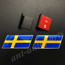 Insignia de la parrilla delantera del coche, emblema de la bandera de Suecia, calcomanías, regalo, Saab, 2 uds. 2024 - compra barato
