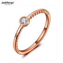 Jeemango anel criativo de titânio, aço inoxidável, joia com mosaico em ouro rosa, cristal cz, anéis para festa feminina jr19151 2024 - compre barato