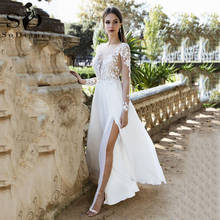 SoDigne Simple Boho Wedding Dress 2022 Long Sleeves A-Line Side Slit Bride Dress Beach Wedding Gown Plus Size 2024 - buy cheap