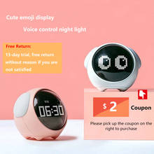 Cute Expression Pixel Kids Alarm Clock Multi Function Electronic Digital Led Night Wake Up Light Table Clock 2024 - buy cheap