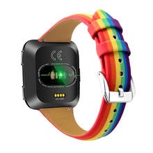 Rainbow Leather Replacement Strap For Fitbit Versa/Versa 2/Versa Lite Smart Watch Colorful Wrist Band Adjustable Sport Watchband 2024 - buy cheap