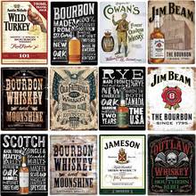 Whiskey Red Wine Retro Metal Tin Sign Vintage Plaque Art Poster Interior Decoration Bar Club Man Cave Iron Painting Wall Sticker 2024 - buy cheap