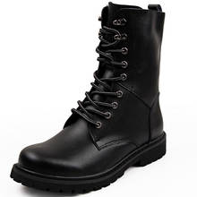 Botas de motociclismo masculinas de tamanho grande, calçados quentes, à prova d'água, de couro, botas táticas de cowboy, para homens, casual 2024 - compre barato