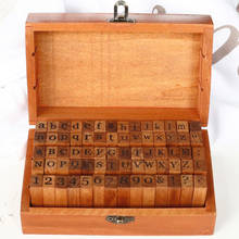 Sello de goma de madera del alfabeto inglés, Set de sellos de decoración para diario, diseño Vintage, número de escritura a mano, regalo, 70 unids/caja 2024 - compra barato