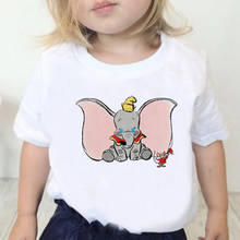 Children's Clothes 3 To 12 Years Kawaii Dumbo Graphic Tee Shirt Summer Loose Boys And Girls White Short-Sleeved Kids T-shirt 2024 - buy cheap