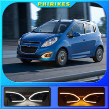 Led Drl For Chevrolet Spark 2013-2015 Daytime Running Lights Fog Lamp Cover with Yellow Turn Signal Lamp accessories 2024 - buy cheap