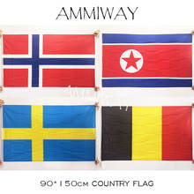 AMMIWAY 90*150 см, 3x5 футов, Норвегия, Северная Корея, подвесные государственные флаги и баннеры, большая Швеция, Бельгия, флаг для домашнего декора 2024 - купить недорого