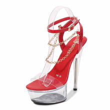 Сандалии женские на очень высоком каблуке 15 см, босоножки с кристаллами, туфли на шпильке и платформе для вечеринки, пикантные, 34-43, лето 2021 2024 - купить недорого