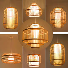 Китайский бамбуковый светодиодный подвесной светильник, подвесной светильник для ресторана, столовой, кухни, отеля, фермы, татами из бамбука, E27 2024 - купить недорого