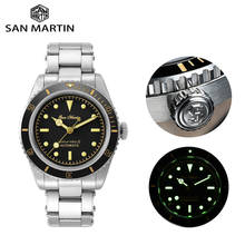 San martin relógio automático dos homens 6200 retro água fantasma mergulhador relógio de luxo nh35 mecânico automático 200m à prova dwaterproof água luminosa dial 2024 - compre barato