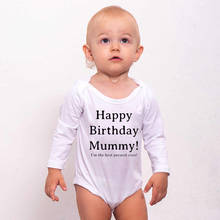 Feliz aniversário mamãe bebê meninos meninas roupas bebê recém-nascido macacão de manga longa playsuits algodão outwear macacão 0-24 m 2024 - compre barato