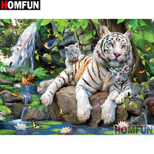 HOMFUN Full Square/Round Drill 5D DIY Diamond Painting "Animal tiger family" Embroidery Cross Stitch 3D Home Decor A27061 2024 - buy cheap
