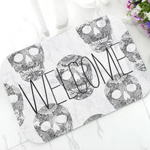 Modern Floral Lace Black Skulls Welcome Door Mat for Front Door Chic Skull Rubber Rug Carpet Mats Doormat Halloween Gift Decor 2024 - buy cheap
