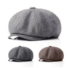 Men beret vintage Herringbone Gatsby Tweed peaky blinders hat Autumn Winter Cotton Newsboy Beret Hat spring Flat Peaked cap 2024 - buy cheap