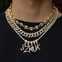 Iced Out Single Cursive Writing Initial Letters Necklaces & Pendant For Men Women Full Gold Color Iced Out Hiphop Jewelry 2024 - buy cheap