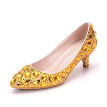 2019 Fashion Women Pumps Shoes Dress Rhinestone Pointed Toe Thin Heels 5CM High Heels Women's Wedding Shoes 2024 - buy cheap