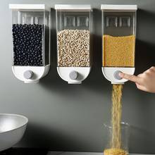 Caixa de armazenamento de alimentos parede pendurado tanque de armazenamento plástico alimentos hermético recipiente cozinha grãos arroz grãos selado frascos dispensador 2024 - compre barato