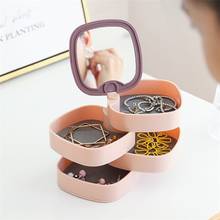 Caixa de armazenamento rotativa de quatro camadas, caixa de jóias de flanela multifuncional com espelho, caixa organizadora de joias de cosméticos 2024 - compre barato