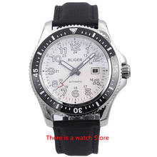 Bliger 44mm Automatic Mechanical Watch Men White Dial Luxury Brand Luminous Waterproof Leather Strap Calendar Wristwatch Men 2024 - buy cheap