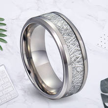 Stunning 8mm Width Men's Rings Stainless Steel Band for Party High Polished Step Finished Inlay Silver Meteorites Size 6-14 2024 - buy cheap