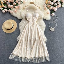 Gagaok Dresses for Women 2021 Summer New V-Neck Spaghetti Strap Solid Formal Midi Party Dress Korean Elagant Chic Wild Vestidos 2024 - buy cheap