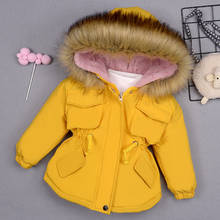 LZH 2021 Autumn Winter Fashion Big Fur Collar Cotton Clothes Collect Waist Toddler Girl Clothes Long Sleeve Warm Children's Coat 2024 - buy cheap