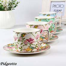 Juego de tazas de café de porcelana de hueso fino europeo, flor hecha a mano de lujo, taza de té de cerámica de la tarde, exquisita y platillo, caja de regalo 2024 - compra barato